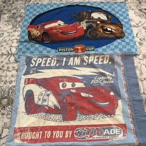 Vintage Disney Pixar Cars Pillowcases Lightning McQueen and Tow Mater Lot Of 2